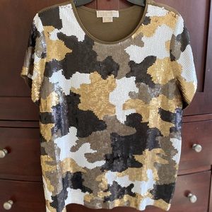 Michael Kors Sequined Camo Top, size 2XL